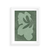 Plakat w ramie 50x70 - Kształty Zieleni - abstrakcyjny kształt, zielony plakat - rama biała