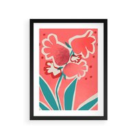 Plakat w ramie 50x70 - Rozkwitające Plamy i Formy - nowoczesny plakat, abstrakcyjne kwiaty - rama czarna
