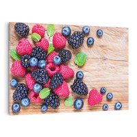Obraz na płótnie 70x50 - Smak malin i borówek - owoce, leśne