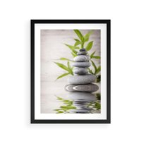 Plakat w ramie 40x50 - Spa kamienie: naturalne piękno - spa, kamienie - rama czarna