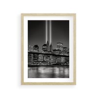 Plakat w ramie 40x50 - Miasto ożywione nocą - miasto, noc - rama drewno