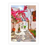 Plakat bez ramy 40x50 - Kwiatowa uliczka wakacji - kwiaty, uliczka