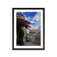 Plakat w ramie 30x40 - Uliczka: perspektywa w mieście - uliczka, perspektywa - rama czarna