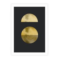 Plakat bez ramy 50x70 - Migotliwe Przeniknięcia - złote koła, czarne tło