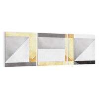 Obraz na płótnie 120x40 - Marmur w Geometrycznych Kształtach - geometryczne linie, złoto i szarość