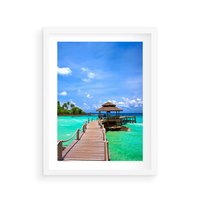 Plakat w ramie 50x70 - Magia tropikalnego oceanu - ocean, tropiki - rama biała