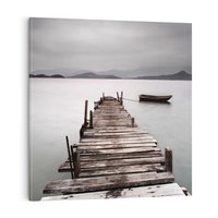 Obraz na płótnie 40x40 - Spokój nad Jeziorem - pomost, jezioro