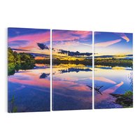 Obraz na płótnie 120x80 - Magiczny zachód słońca nad jeziorem - zachód, słońca