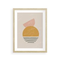 Plakat w ramie 40x50 - Krótka Forma - abstrakcyjna sztuka, boho kształty - rama drewno