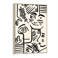 Obraz w ramie 80x120 - Ekspresyjne Odbicia Współczesności - abstrakcyjna grafika, minimalizm - rama drewno