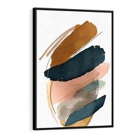 Obraz w ramie 50x70 - Migocące Impresje Przestrzeni - abstrakcyjny obraz, kolory ciepłe - rama czarna