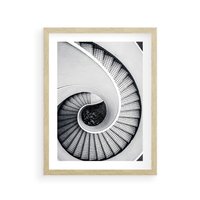 Plakat w ramie 50x70 - Nowoczesne Schody: Kręcone Piękno - nowoczesna architektura, kręcone schody - rama drewno