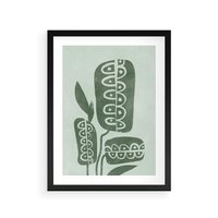Plakat w ramie 50x70 - Nurtująca Zieleń - abstrakcyjny zielony motyw, skandynawski design - rama czarna