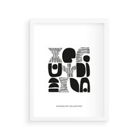 Plakat w ramie 50x70 - Taniec Dziwacznych Kresek - minimalistyczny plakat, czarno biały - rama biała