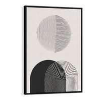 Obraz w ramie 70x100 - Przenikająca Rzeczywistość - abstrakcyjna kompozycja, okręgi i półokręgi - rama czarna