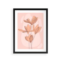 Plakat w ramie 50x70 - Przenikające Kształty - minimalistyczny plakat, pudrowe kwiaty - rama czarna