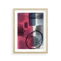 Plakat w ramie 50x70 - Formy w Różu i Granacie - abstrakcja, różne formy - rama drewno