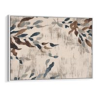 Obraz w ramie 100x70 - Refleksje liściowych barw - abstrakcyjne kształty, przypominają liście - rama biała