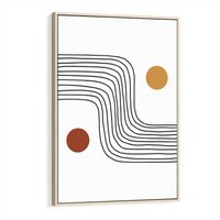 Obraz w ramie 70x100 - Kontury Harmonii - nieregularne linie, koła - rama drewno