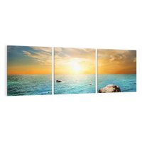 Obraz na płótnie 120x40 - Zachód słońca na plaży - plaża, zachód