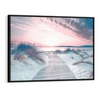 Obraz w ramie 70x50 - Magia Zachodu Słońca - fotografia, stonowane kolory - rama czarna