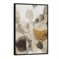 Obraz w ramie 50x70 - Nowoczesne Złoto i Szarość - plamy, złoto - rama czarna