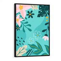 Obraz w ramie 50x70 - Rozkwitające Widoki - pastelowa kompozycja, kwiaty - rama czarna