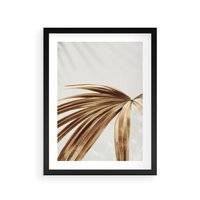 Plakat w ramie 30x40 - Egzotyczny Blask - złote, liście - rama czarna