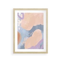Plakat w ramie 30x40 - Przenikanie Niecodziennych Form - abstrakcyjne akwarelowe plamy, pastele - rama drewno