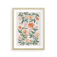 Plakat w ramie 30x40 - Kwiatowe Odbicia - kwiaty polne, plakat - rama drewno