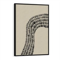 Obraz w ramie 70x100 - Migotliwa Innowacyjna Ekspresja - boho plakat, czarne kropki kreski - rama czarna