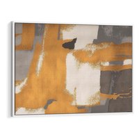 Obraz w ramie 120x80 - Złote Maźnięcia Pędzla - złota abstrakcja, plamy - rama biała