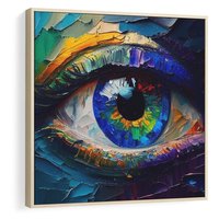Obraz w ramie 50x50 - Mistyka Tęczowego Oka - oko, obraz olejny - rama drewno