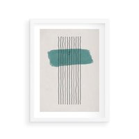 Plakat w ramie 30x40 - Bezczasowe Wspomnienia - abstrakcyjna akwarelowa plama, nieregularne kreski - rama biała