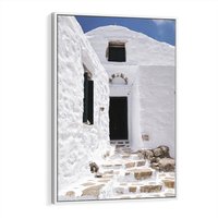Obraz w ramie 50x70 - Santorini - Grecja błękitem malowana - Santorini, Grecja - rama biała