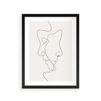 Plakat w ramie 40x50 - Jedna Linia, Dwie Twarze - minimalistyczny plakat, dwie twarze - rama czarna