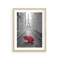 Plakat w ramie 50x70 - Kolorowy parasol w Paryżu - Paryż, parasol - rama drewno