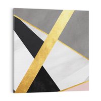 Obraz na płótnie 60x60 - Pudrowe Abstrakcyjne Lustra - złote abstrakcyjne linie, szarość