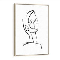 Obraz w ramie 50x70 - Migotliwe Widzenia - szkic twarzy, minimalistyczny niewyraźny - rama drewno