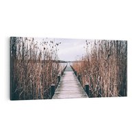 Obraz na płótnie 140x70 - Mglisty krajobraz - pomost, morze