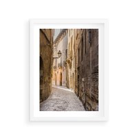 Plakat w ramie 30x40 - Perspektywa Uliczki - uliczka, perspektywa - rama biała