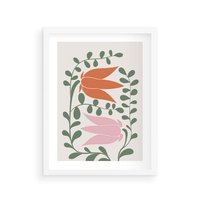 Plakat w ramie 50x70 - Rozkwitające Kontury - plakat, kwiaty - rama biała