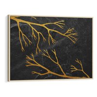Obraz w ramie 120x80 - Marmurowe Drzewa Snu - złote gałęzie, drzewa - rama drewno