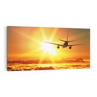 Obraz na płótnie 100x50 - Wolność podróży - samolot, słońce