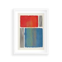 Plakat w ramie 40x50 - Kolorowe Spektrum - kolorowa geometria, prostokąty w intensywnych kształtach i czarne kreski - rama biała