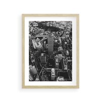 Plakat w ramie 30x40 - Kontrastujące miasto - miasto, biało - rama drewno