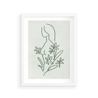 Plakat w ramie 40x50 - Odbicia Zielonego Raju - zielony odcień, abstrakcja - rama biała