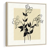 Obraz w ramie 50x50 - Malowane szkicowe tęsknoty - kwiaty, typografia - rama drewno