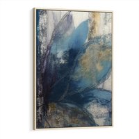 Obraz w ramie 80x120 - Tekstura Kwiatu - olejny obraz, niebieski kwiat - rama drewno