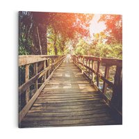 Obraz na płótnie 60x60 - Optyczne wrażenie na drewnianym moście - most, drewniany